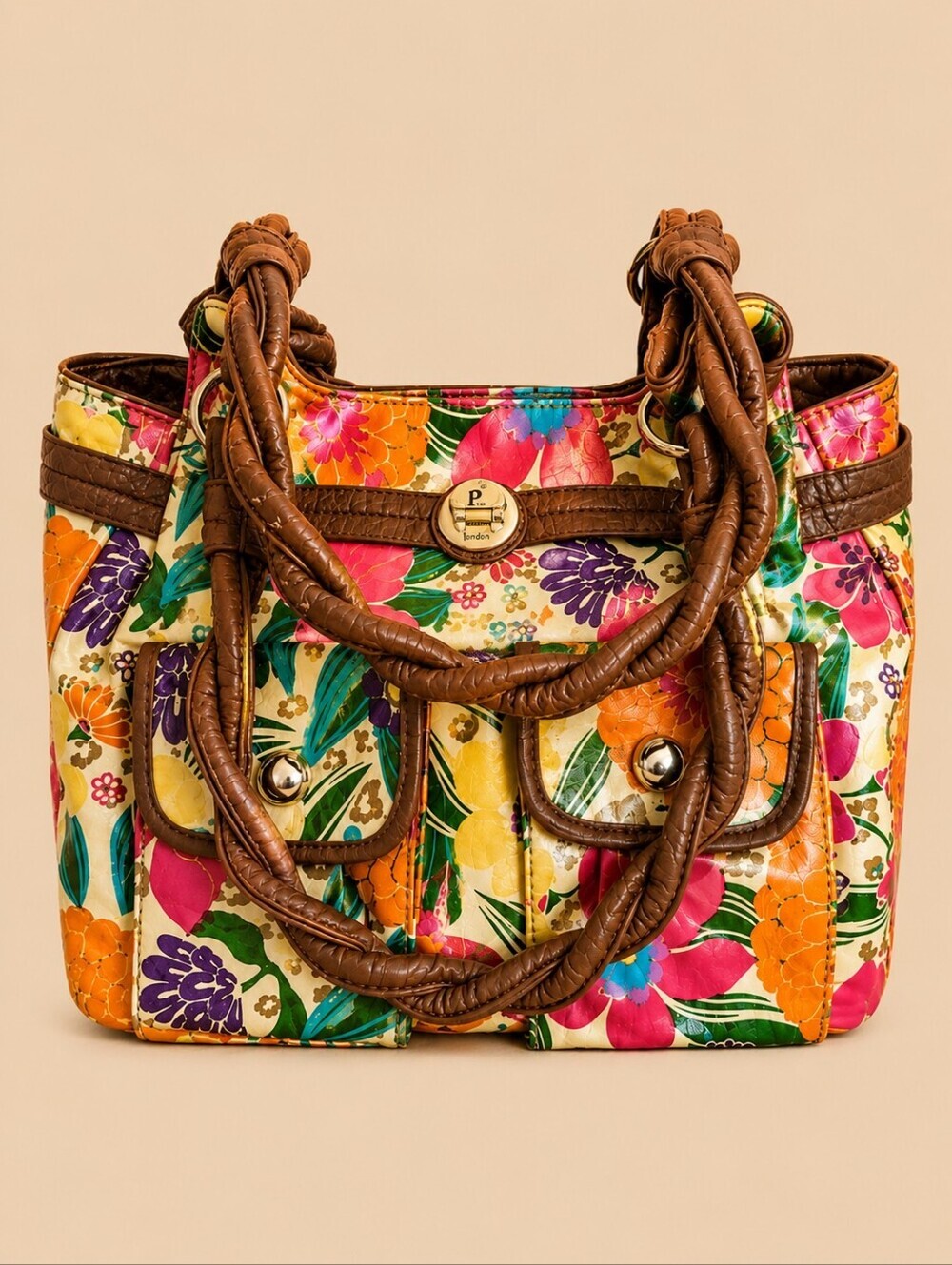 VTG PLUM 1970s-1980s Colorful Floral Kidcore Festival Shoulder Bag